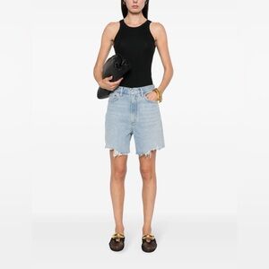 NWT AGOLDE Stella High Rise Baggy Blue Denim Wide Leg Shorts Size 24